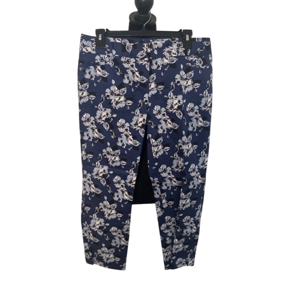 The Limited Drew Fit Floral Pencil Pant‎ Navy Blue Ankle Slim Leg Womens Size 8R
